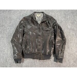 Cockpit USA Jacket Mens Medium Brown Faux‎ Leather Bomber Flight CPT Military